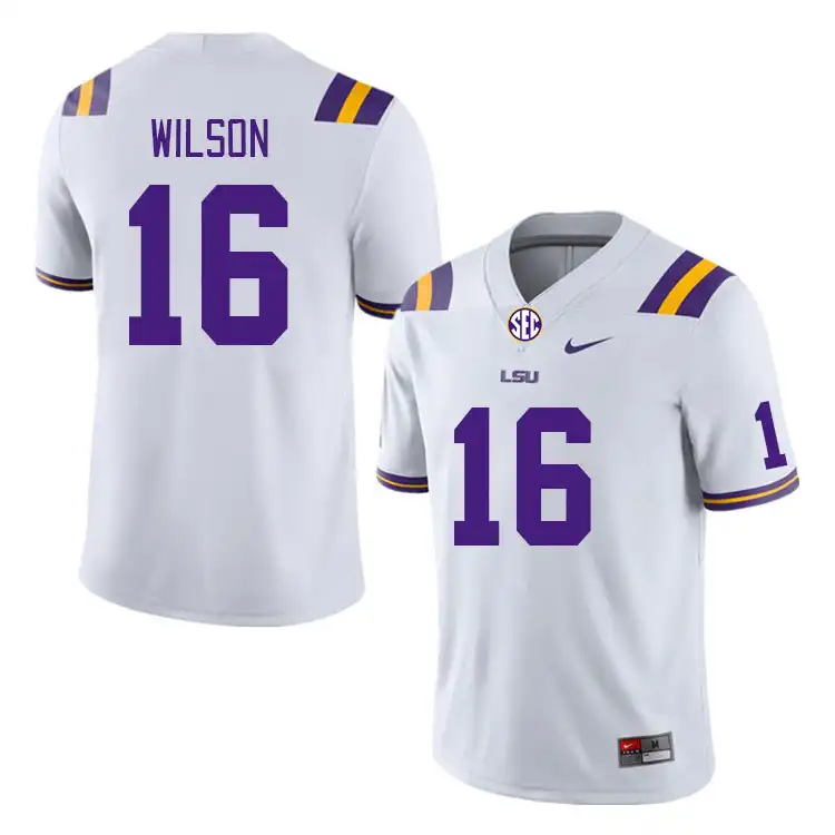 Men's LSU Tigers Quad Wilson #16 White NCAA Football Jersey